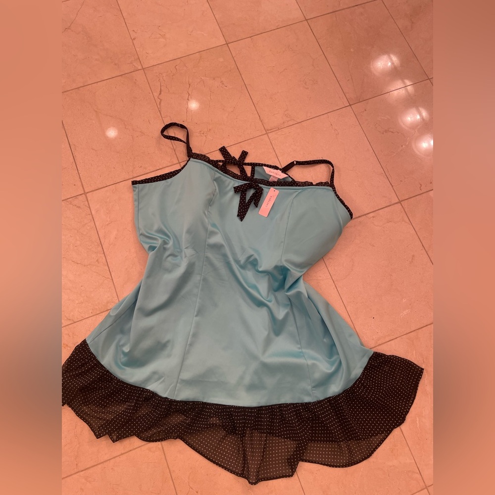 NWT Cacique Lane Bryant Chemise Lace Babydoll Blue Plus Lingerie Lace Size 26/28